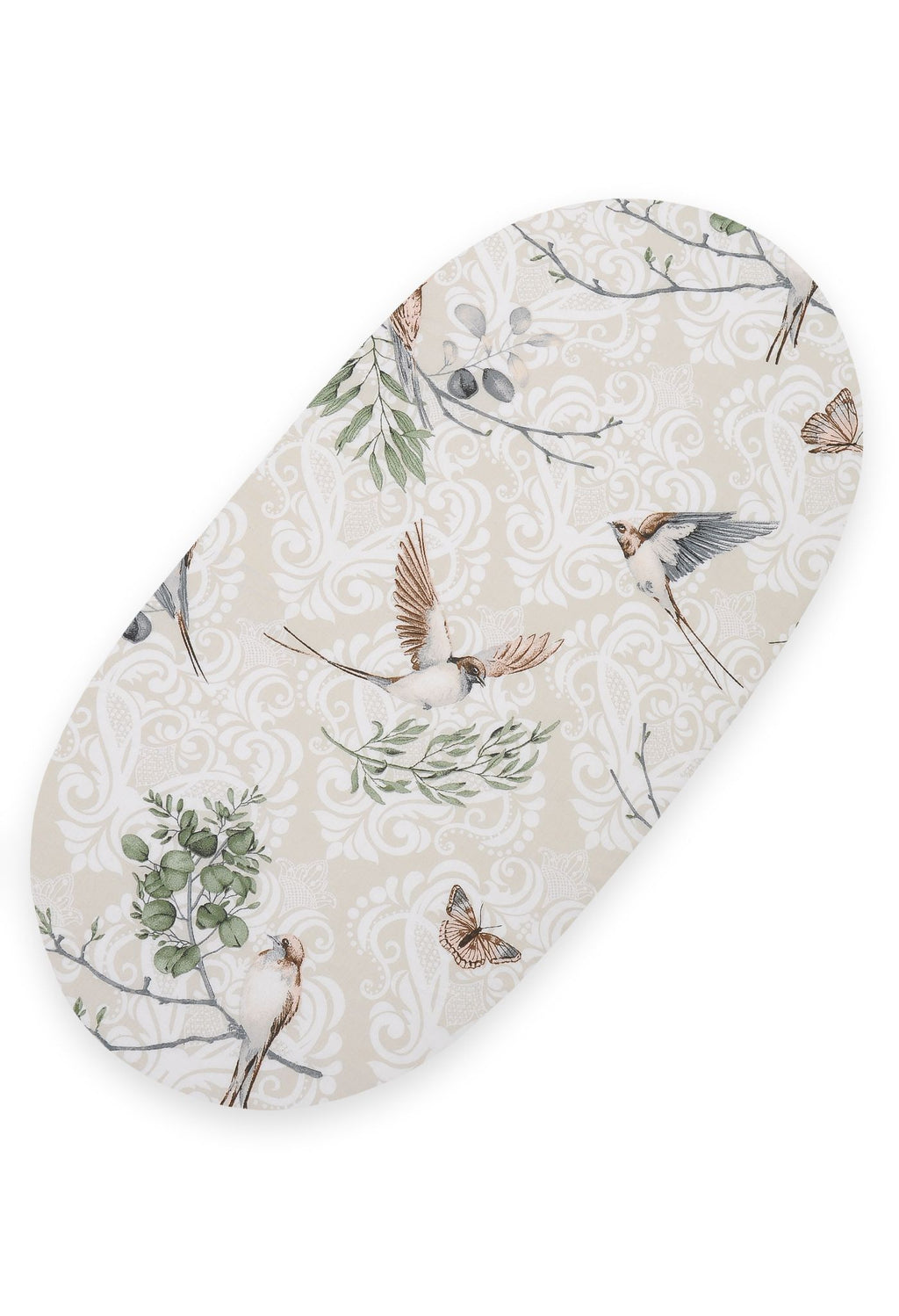 Sheet made of cotton for moses basket mattress 75x35 cm - Brown birds