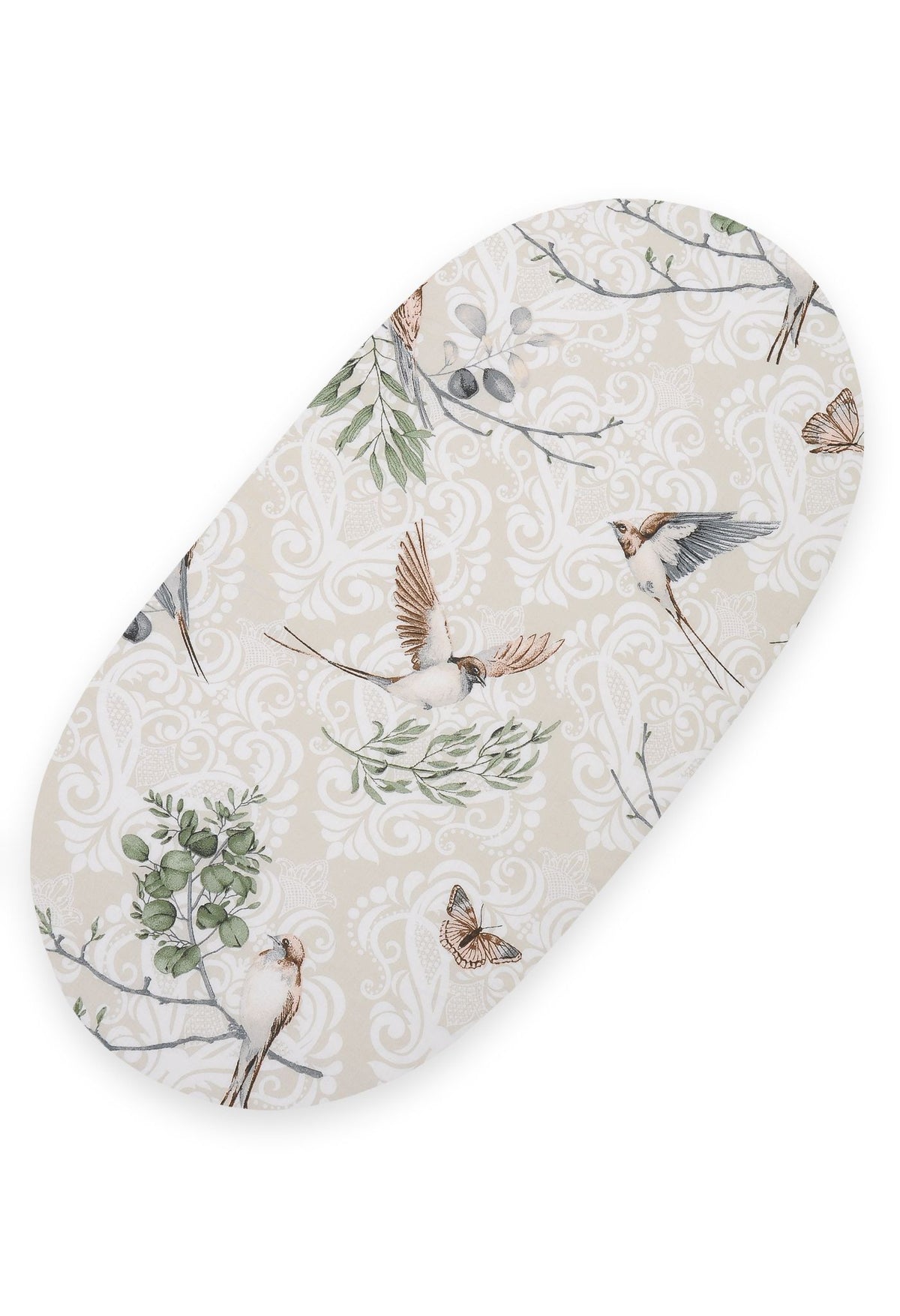Sheet made of cotton for moses basket mattress 75x35 cm - Brown birds
