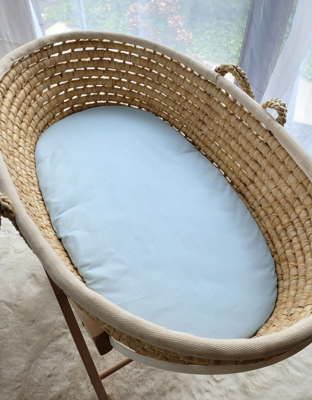 Sheet made of cotton for moses basket mattress 75x35 cm - blue