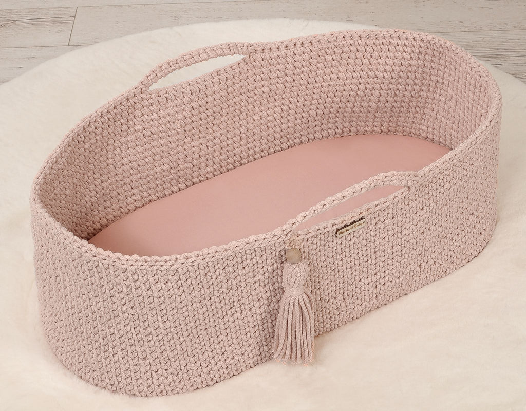 Sheet made of cotton for moses basket mattress 75x35 cm - pastel pink
