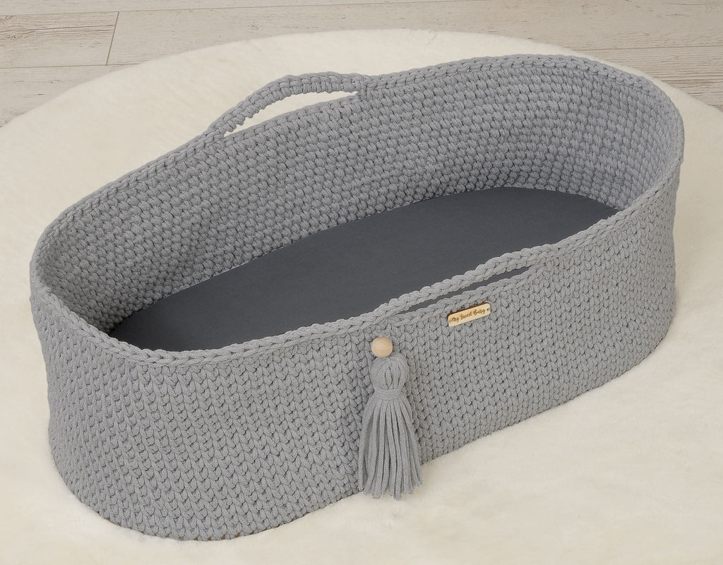 Sheet made of cotton for moses basket mattress 75x35 cm - anthrazit