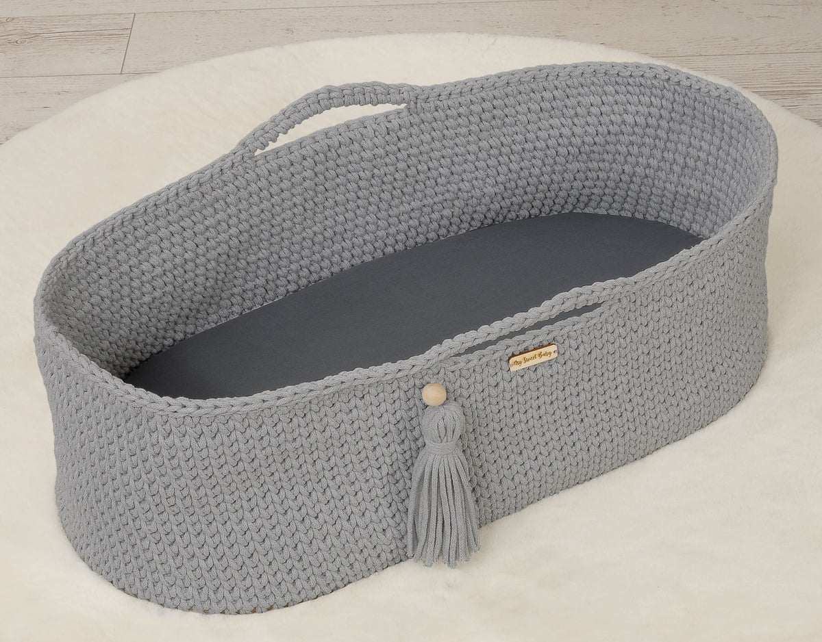 Sheet made of cotton for moses basket mattress 75x35 cm - anthrazit