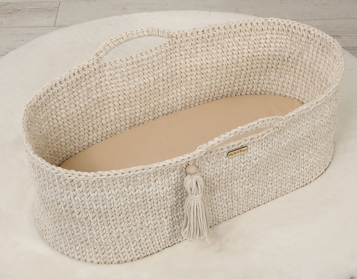 Sheet made of cotton for moses basket mattress 75x35 cm - beige