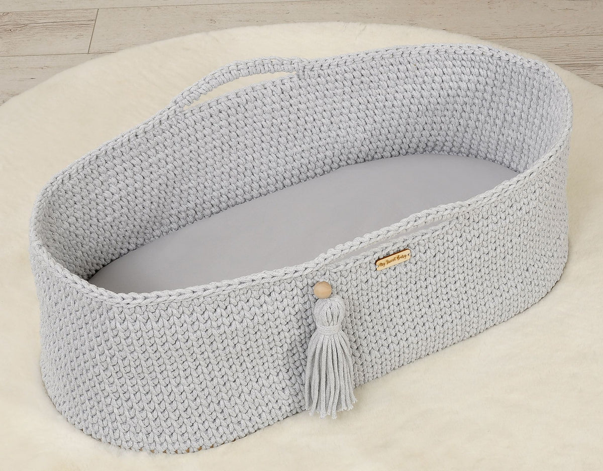 Sheet made of cotton for moses basket mattress 75x35 cm - gray