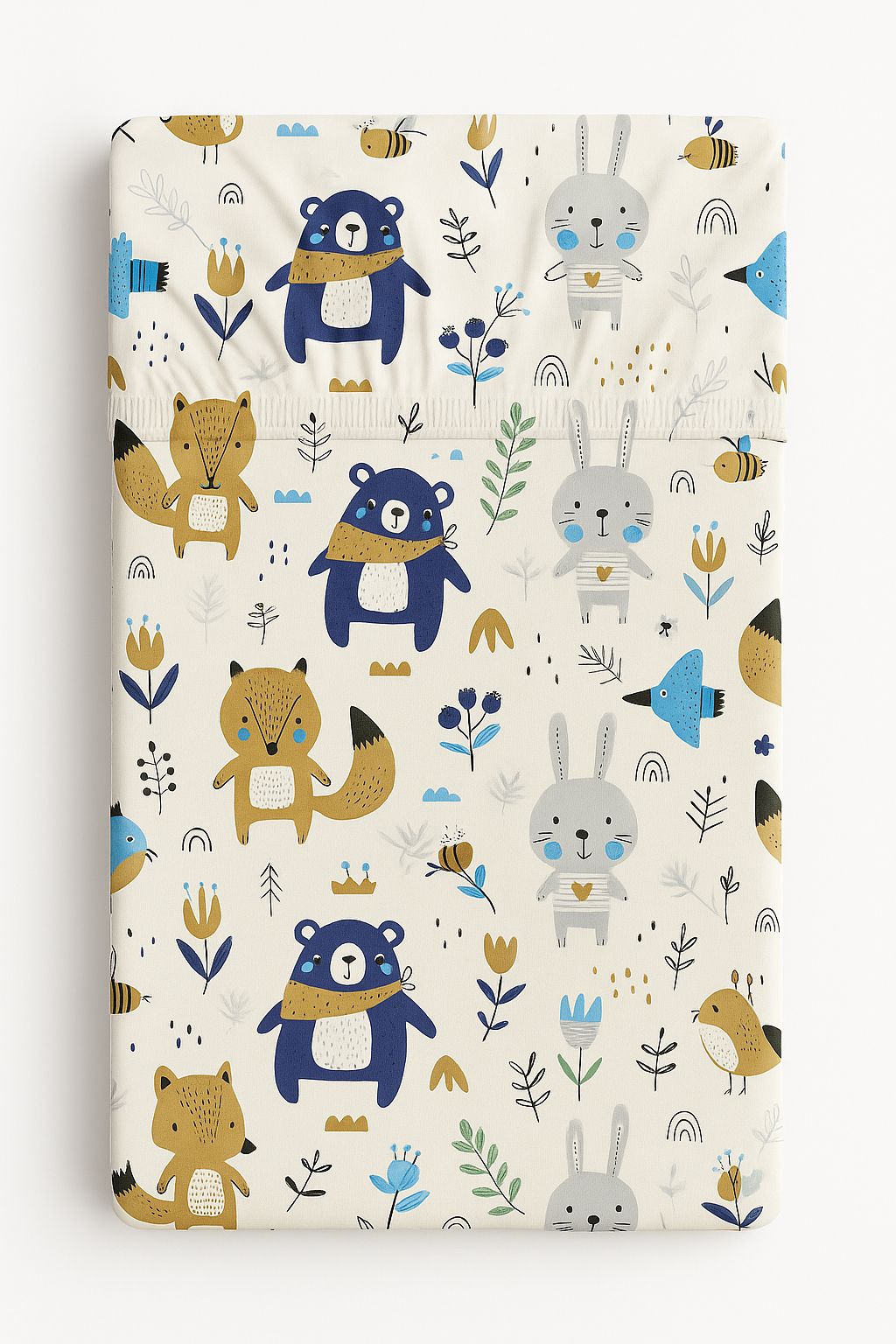 Sheet made of cotton 120x60cm - navy blue bears