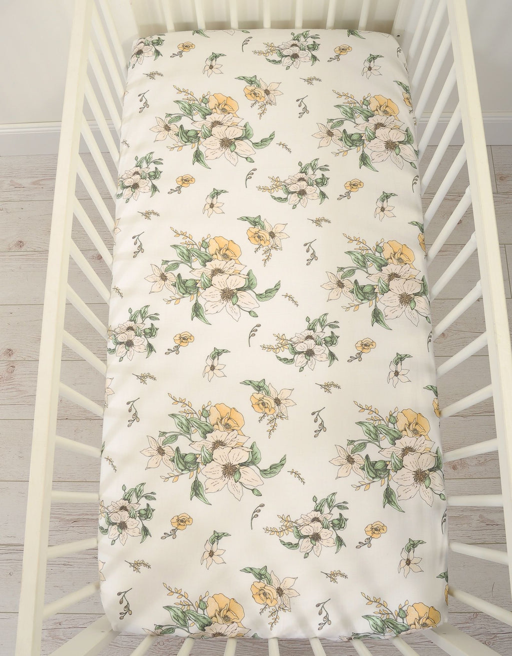 Sheet made of cotton 120x60cm - clematis on beige