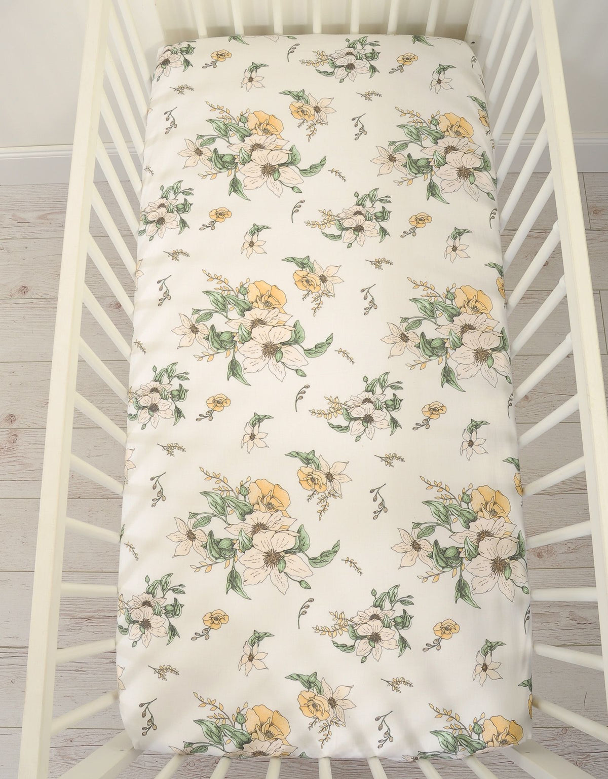 Sheet made of cotton 120x60cm - clematis on beige