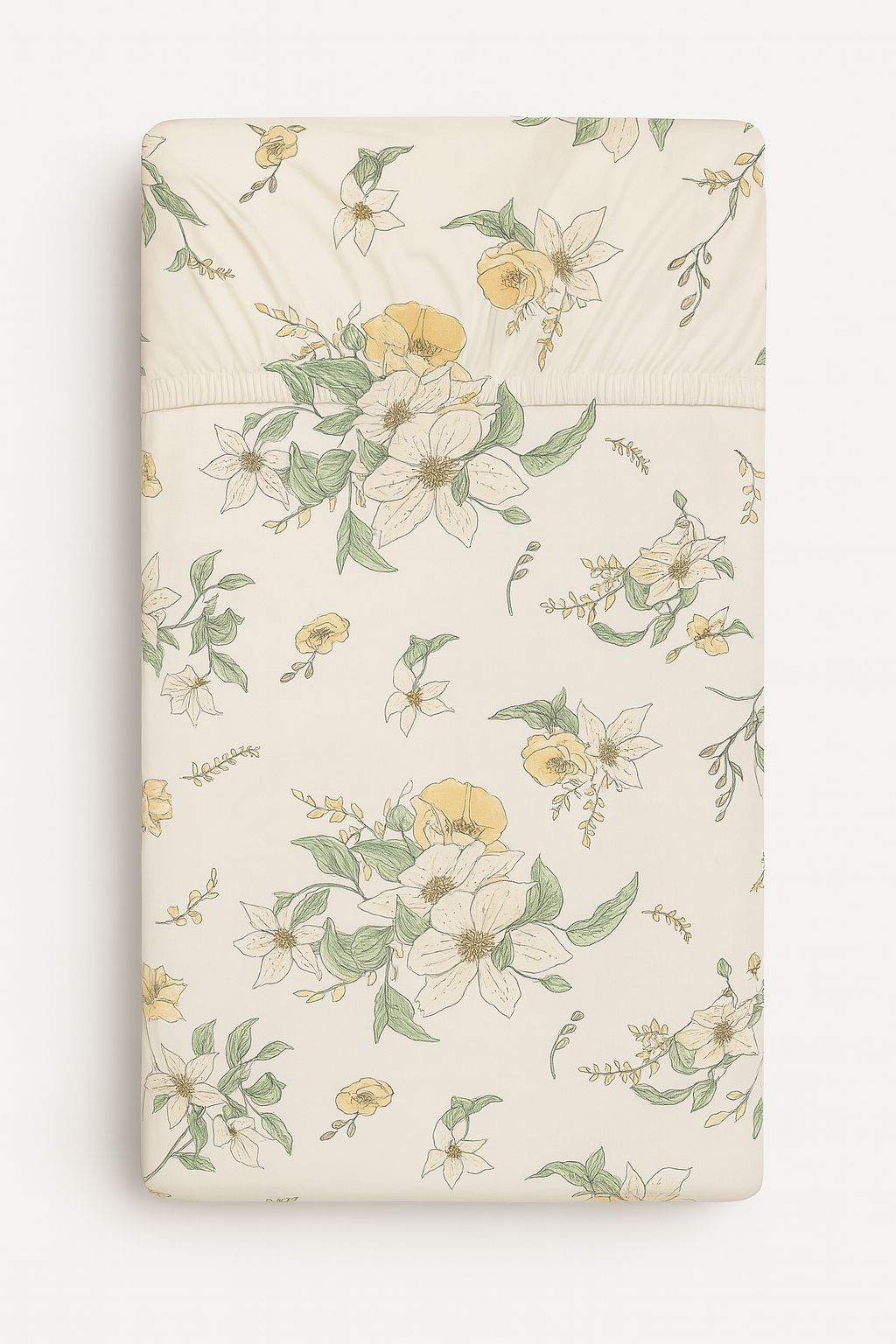 Sheet made of cotton 120x60cm - clematis on beige