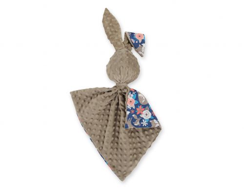 Cuddly rabbit double-sided - fox family on blue/brown