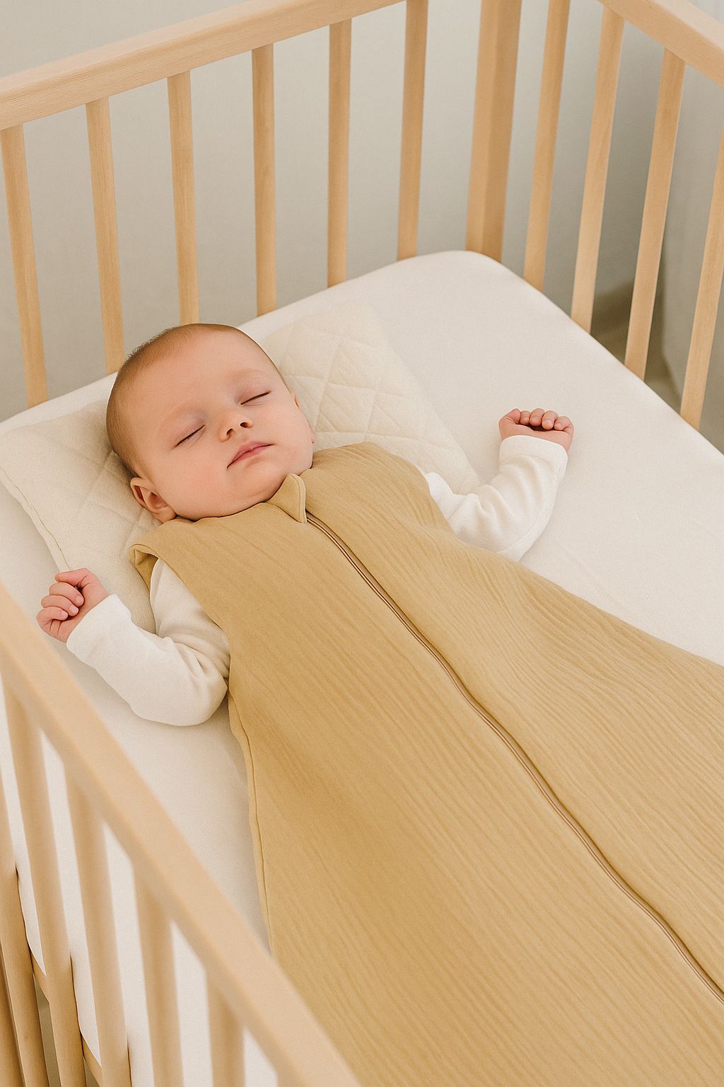 Muslin baby sleeping bag 0-6 months S for summer TOG 1.0 - camel