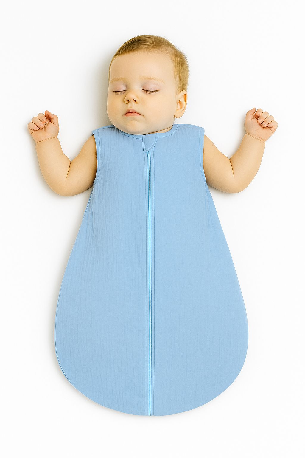Muslin baby sleeping bag 0-6 months S for summer TOG 1.0 - blue