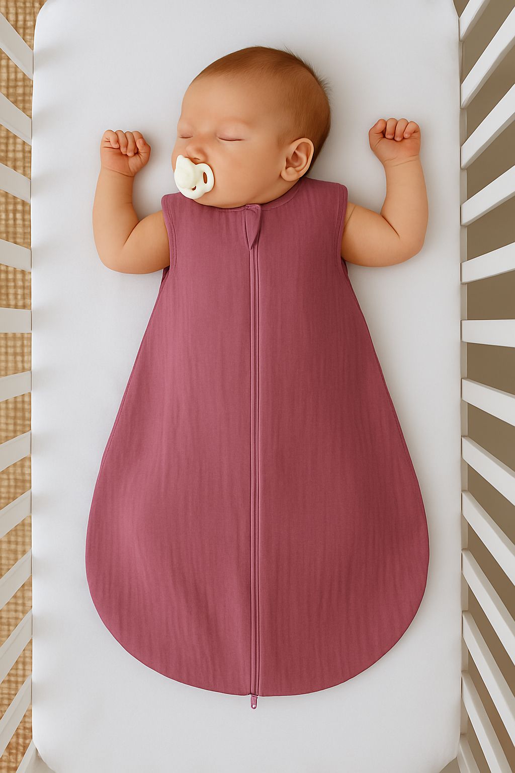 Muslin baby sleeping bag 0-6 months S for summer TOG 1.0 - retro pink