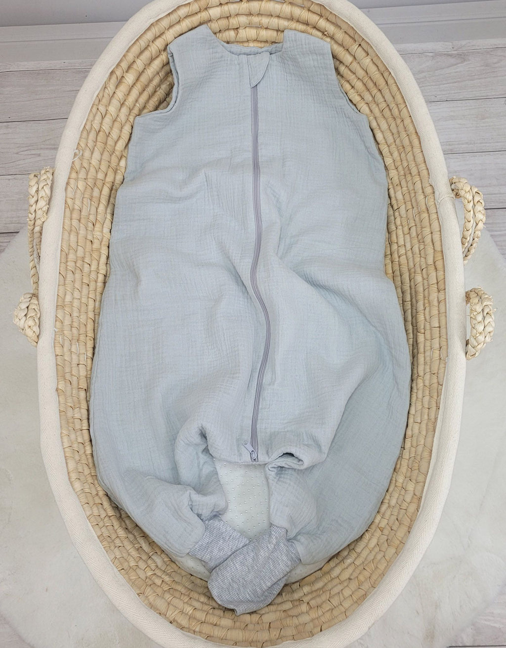 Muslin baby sleeping bag with legs L 9-24 months for summer TOG 1.0 - grey