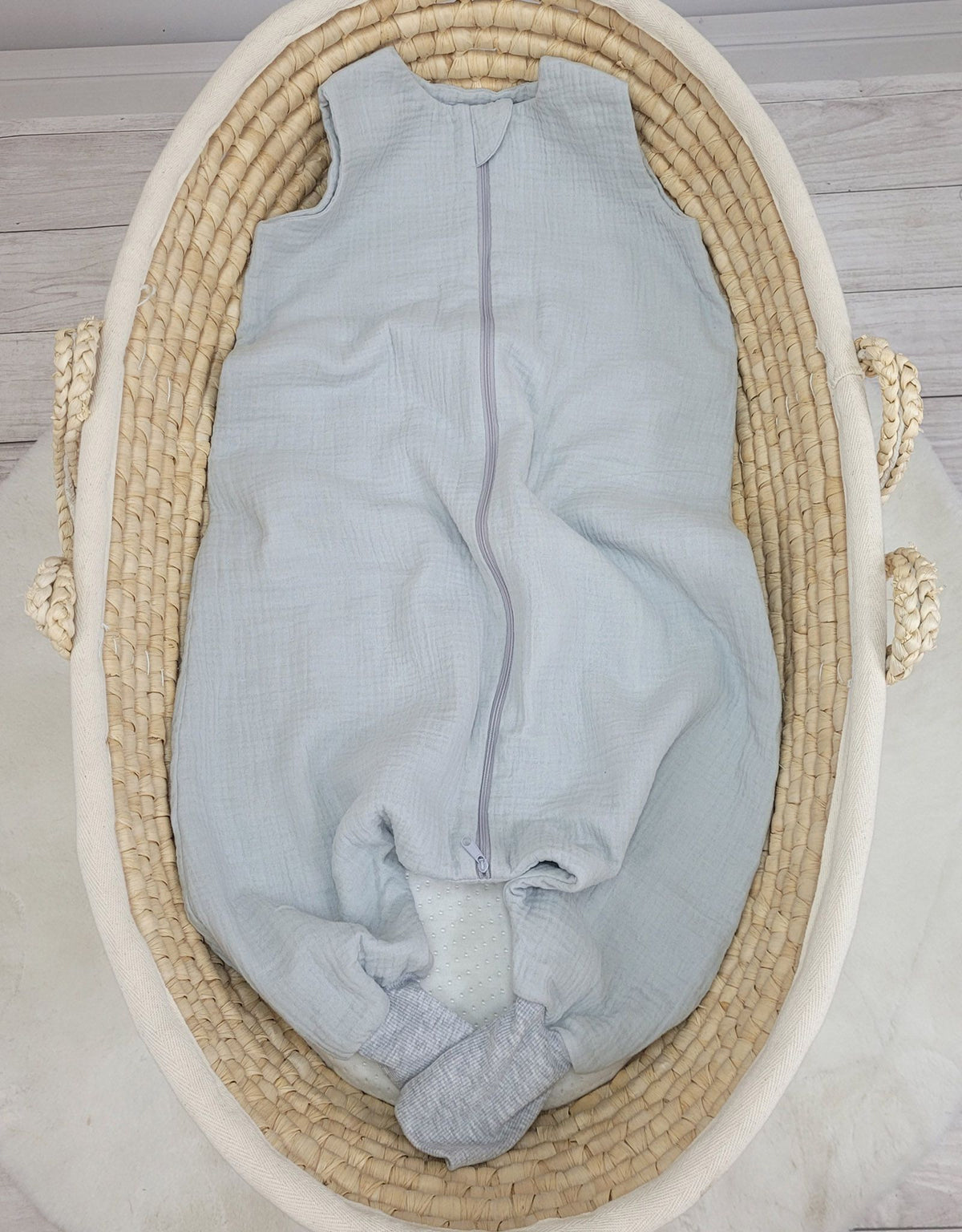 Muslin baby sleeping bag with legs L 9-24 months for summer TOG 1.0 - grey