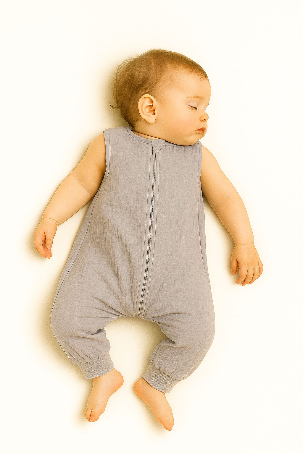 Muslin baby sleeping bag with legs L 9-24 months for summer TOG 1.0 - grey