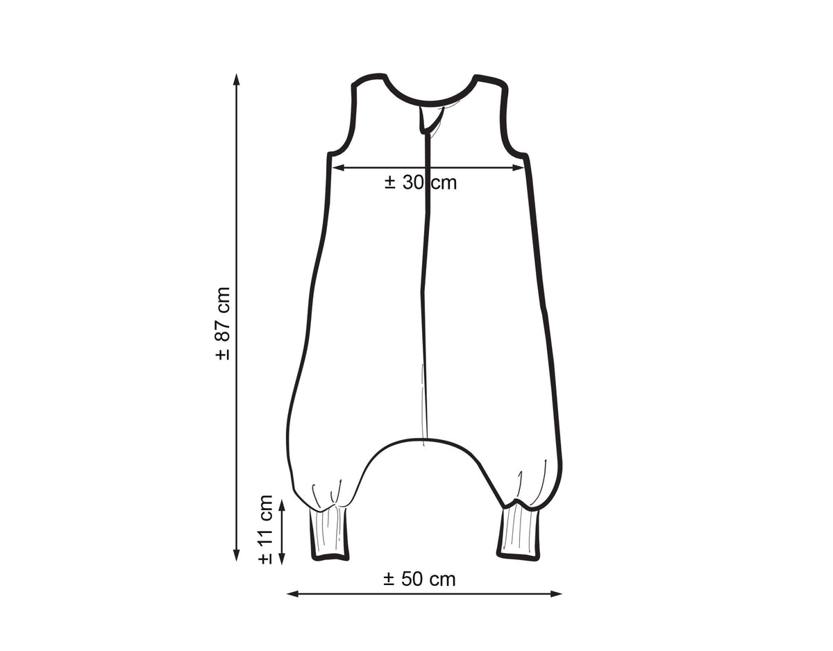 Muslin baby sleeping bag with legs L 9-24 months for summer TOG 1.0 - grey