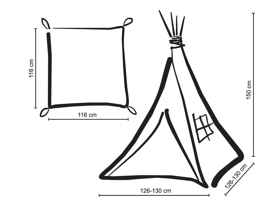 Teepee tent for kids +play mat + decorative feathers - Chevron blue