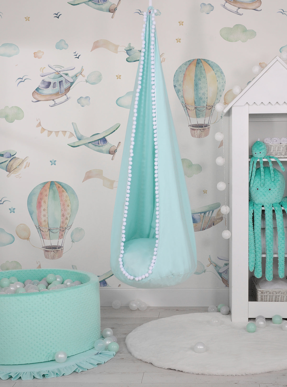 Hanging swing hammock cocoon - mint
