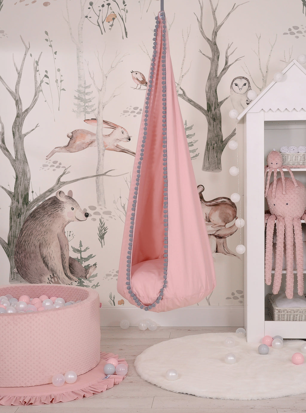 Hanging swing hammock cocoon - pastel pink