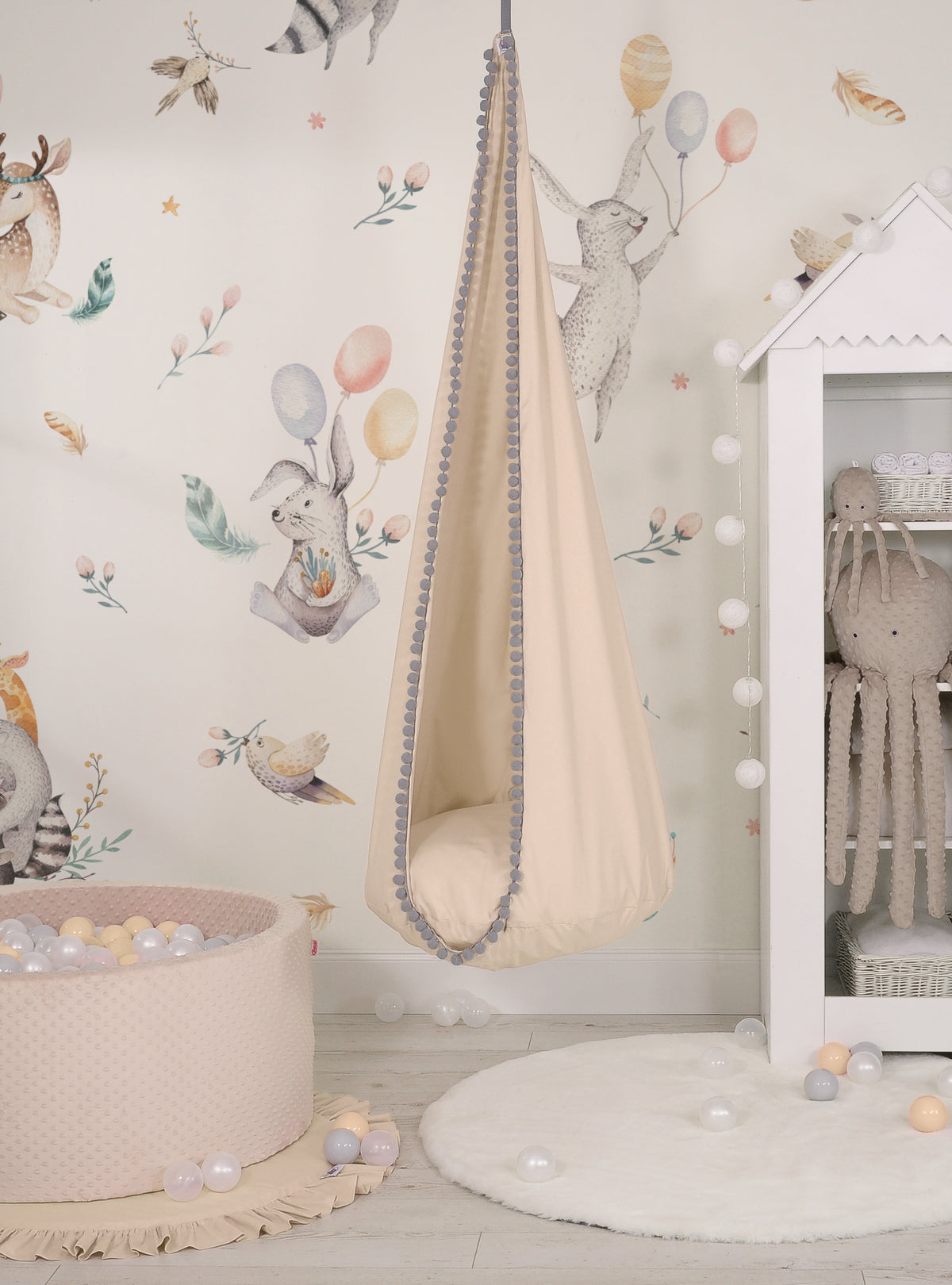 Hanging swing hammock cocoon - beige