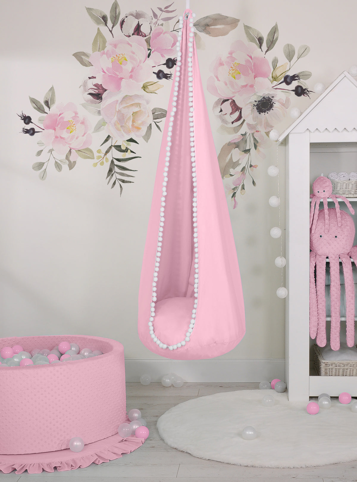 Hanging swing hammock cocoon - pink