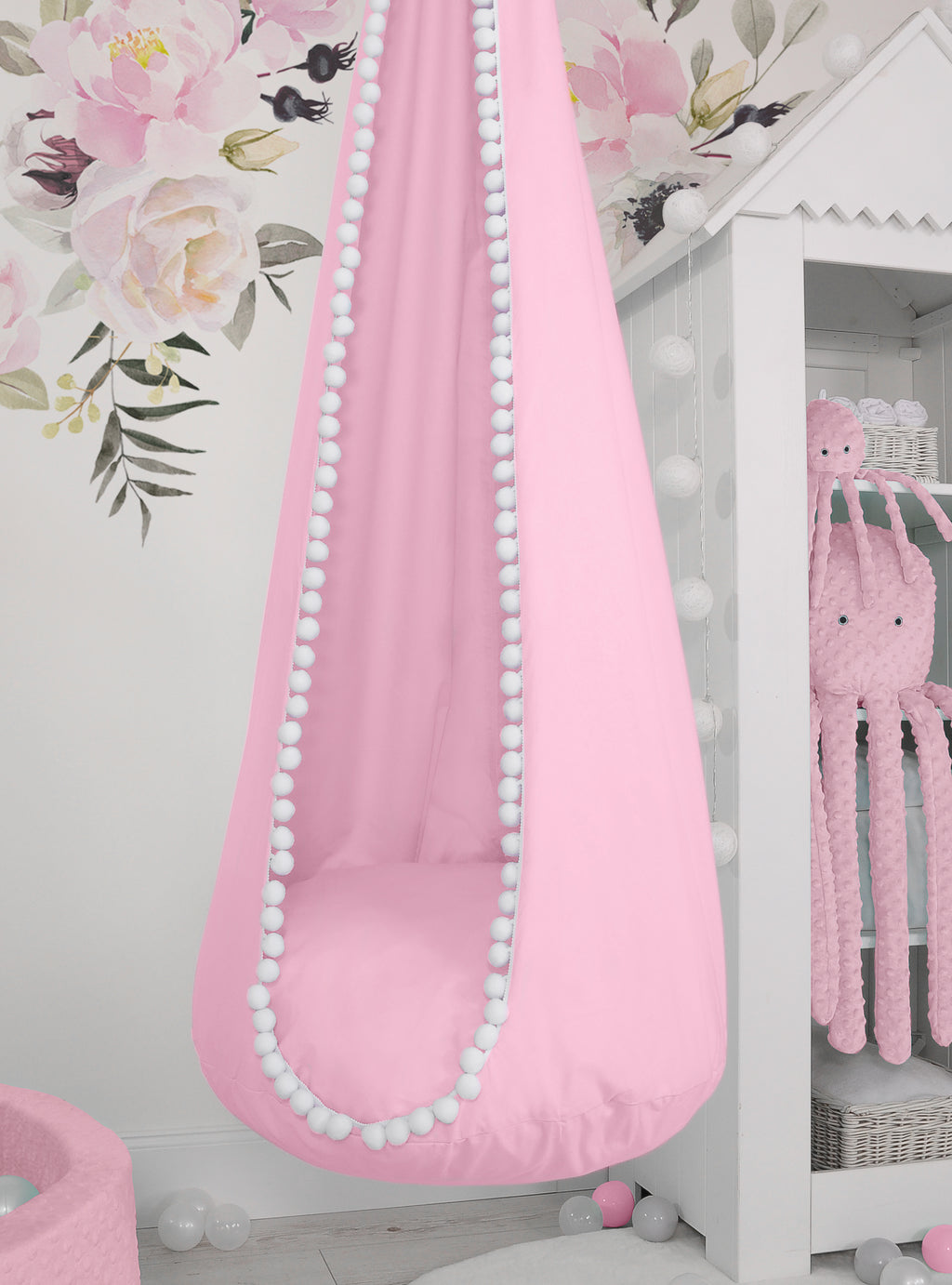 Hanging swing hammock cocoon - pink