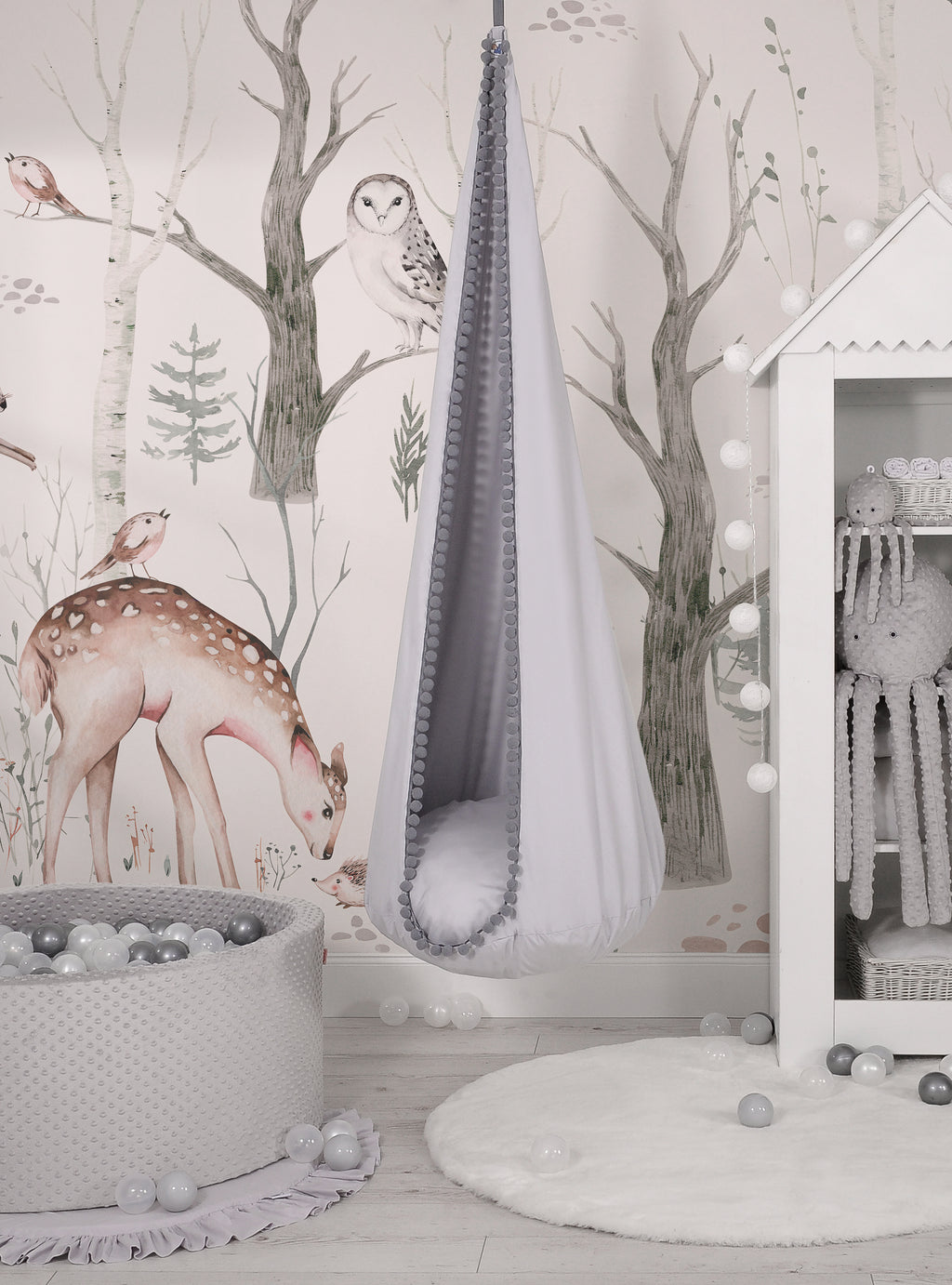 Hanging swing hammock cocoon - gray